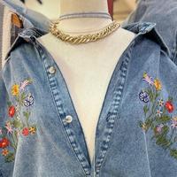 Gambar Kemeja Jeans bordir wanita import bangkok - Biru dari SShopaholicccc undefined 4 Tokopedia