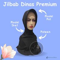 Gambar Jilbab Dinas Premium Anti Tembem Warna (Hitam, Polwan, Pramuka, Kemhan, Cream Khaki, Putih) - Bahan Spandek Sutra Berkualitas Tinggi instan - Hitam, Garis Banyak, Tali dari maharanijilbab undefined 4 Tokopedia