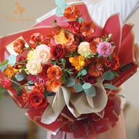 Gambar 20 Lembar Flower Wrapping Paper Varian List Gold Solid Emas Kertas Buket Bunga Florist Kertas Kado KB6135 - KOREAN PINK dari itarum undefined 3 Tokopedia