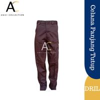 Gambar Celana Panjang Sekolah SMP SMA Coklat Saku Tutup Bahan Katun Drill Kain Fit Pria Dewasa Slim Fit Chino - Coklat, 26 dari AMRY COLLECTION undefined 5 Tokopedia