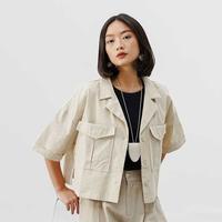 Gambar This Is April Baju Kemeja Corporate Girl Outfit Wanita Lengan Pendek Faye Top Ivory 10104300 - All Size - Ivory 10104300 dari This Is April undefined 4 Tokopedia