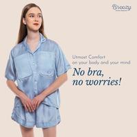 Gambar BREEZY Iris Tencel Braless Pajamas Short Sleeve | Piyama Premium | Piyama Braless | Setelan Piyama | Set Piyama | Baju Tidur | Lengan Pendek - Glacier Mist, S - M dari Kwala.id undefined 2 Tokopedia