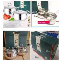 Gambar panci set pumpkin isi 3 stainless TEBAL ukuran 16cm 18cm 20cm / panci soup pot tutup kaca tebal / - Panci isi 2 C dari vrlliashop undefined 4 Tokopedia