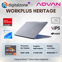 Gambar ADVAN Workplus Heritage Ryzen 5 7535HS 8GB 512GB SSD 14" IPS FHD win 11 - 16GB/512GB dari DIGITAL ZONE_NEW undefined 1 Tokopedia