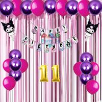 Gambar Set Lengkap Dekorasi Pesta Ulang Tahun Anak Banner Happy Birthday Kuromi Balon Latek Ungu Pink spanduk balloon - Tirai Ungu, 1 dari Party.Id undefined 2 Tokopedia