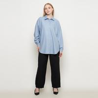 Gambar LITUHAYU Manika Katun Tencel Premium Kemeja Basic Casual Jumbo Lengan Panjang Oversized Atasan Loose Wanita Biru - All Size dari Lituhayu Indonesia undefined 1 Tokopedia