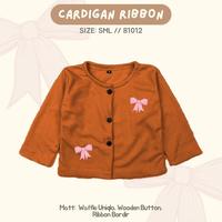 Gambar CARDIGAN ANAK CEWEK - CARDY WAFFLE RIB ANAK PEREMPUAN MOTIF PITA COQUETTE - BLACK, S dari Ranz Kids undefined 5 Tokopedia