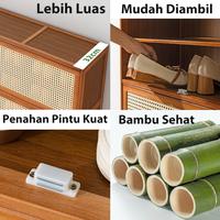 Gambar LOVE Multilayer Shoe Cabinet Indoor Modern Shoe Rack Flip Door Shoe Cabinet Hallway Rattan Door Bamboo Shoe Rack Cabinets Furniture rak sepatu tertutup anti debu Kayu Pintu Lemari - Brown-10Tier-80cm dari LOVELY HOME1 undefined 3 Tokopedia