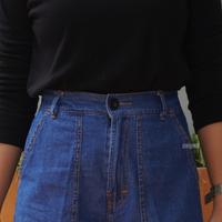 Gambar Uniquee-Cargo Kulot Jeans JUMBO Wanita-Celana Highwaist Kancing Panjang Wanita Kekinian - Darkblue, 37-38 dari Uniquee_NEW undefined 3 Tokopedia