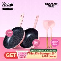 Gambar STEIN Wonder Pro Series Wajan Panci Set (Wok 24cm dan Fry 24cm) + Bundle Diamond Spatula - Magenta dari Steincookware Official Store undefined 1 Tokopedia
