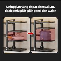 Gambar Rak Pot Ditumpuk di Bawah Wastafel Rak Pot Rak Dapur Stainless Steel Rak Pot yang Dapat Disesuaikan (Tingkat 3/4/5) kitchen storage - A-3 lapisan + garis dari NURUL119 undefined 5 Tokopedia