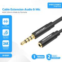 Gambar VENTION BHBBF Kabel Audio Jack Extension AUX 3.5mm TRRS Male to AUX 3.5mm Female 1M 1 Meter Braided Audio & Mic Microphone Gold Plated Cable dari ghanya undefined 1 Tokopedia