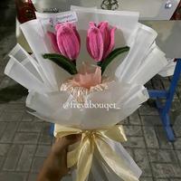 Gambar Buket Kawat Bulu Bunga Tulip - Model Terbaru - Combo Tulip Biru dari freyabouqet undefined 5 Tokopedia