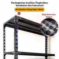Gambar AK Rak Susun Besi Siku 5 Susun Anti Karat Baja Carbon Tebal 1.5mm Kapasitas Besar Desain Snap-On Struktur Terbuka Multi-Layer Cocok untuk Barang Besar Rumah Tangga Furniture - Besi 5L(120*40*200) Hitam dari AKEA.MALl.id undefined 4 Tokopedia