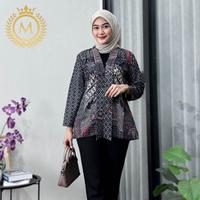 Gambar ￼Undurjoyo Kebaya Batik Wanita Modern Lengan Panjang Puffy Blouse Batik Baju Kerja Wanita Modern  Layer Variasi Salur Biru Tenun Pekalongan Hem Atasan Formal Kantor Katun Tangan Nyaman Casual Kondangan - Blouse, M dari UNDURJOYO undefined 4 Tokopedia