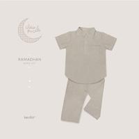 Gambar KEOLA - (Size 6 - 10Tahun) Setelan Baju Koko Anak Ramadhan (Setelan Muslim Koko Set Anak) / Koko Ramadan Premium Cotton Celana Grey - Harbour Grey, 9T dari Keola Mall undefined 4 Tokopedia