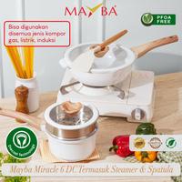 Gambar (TURUN HARGA) PANCI SET MAYBA MIRACLE ISI 6 PC Panci Pearl ceramic keramik mutiara anti lengket premium yang super cantik isi Wajan WOK MILK FRY SAUCE PAN+steamer - Mayba Miracle DC 6pcs White dari Mayba Store undefined 4 Tokopedia