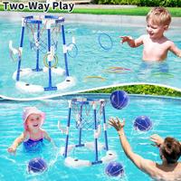 Gambar ‌Ring Basket Kolam Renang, Mainan Apung 2 in 1 dengan 4 Bola dan Pompa, Permainan Basket Air untuk Keluarga/Pesta Anak & Dewasa Usia 3-12 Tahun (Biru) CS - Blue(12 rings+4 ball dari Igiskai Store undefined 1 Tokopedia