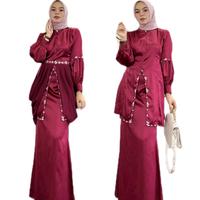 Gambar Maryam setelan kebaya baju kondangan wisuda bridemaids Atasan Cantik Muslim Mewah Karet Mutiara Payet Wudhu Panjang Dress Wanita Pesta Bawahan Kancing Maroon Tangan Ceruty Maxmara Gamis Nyaman Outer Ibu - Denim dari ADNbusana2 undefined 2 Tokopedia