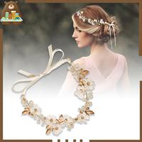 Gambar Headpiece Bunga Hiasan Kepala Mutiara / Headpiece Bando Mutiara Bunga / Bandana Gold Bridal - Putih dari BearMall undefined 1 Tokopedia