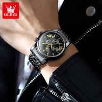 Gambar OLEVS Jam Tangan Pria Anti Air Cowok Original Chronograph 2025 Terbaru Tahan Led Sport Stainless Steel Men Watches Cod Kaca Arloji with Kotak Ori - Semuanya Hitam dari OLEVS.ID undefined 4 Tokopedia