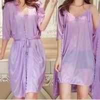 Gambar Baju Tidur KIMONO 2in1 All Size / Baju Tidur Wanita Dress Satin Piyama - ungu muda dari faikshopjember undefined 2 Tokopedia