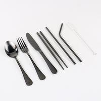 Gambar KNIFEZER Set Alat Makan Sendok Garpu Pisau Sumpit Sedotan dengan Pouch - EA02300 High Quality - Hitam dari YC Trada undefined 2 Tokopedia