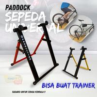 Gambar Standar Paddock Sepeda Universal Semi Trainer Outdoor Indoor Dilipat Finishing Powder Coating - Bahan Besi Tebal Kuat & Kokoh (SELI MTB, RB, FIXIE DLL) - Hitam dari Vindytstore undefined 1 Tokopedia