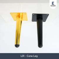 Gambar Etivo L01 Cone Leg Table Sofa Metal | Kaki Meja Besi Samping | Gold Black - Hitam, 15cm dari Etivo Indonesia undefined 5 Tokopedia
