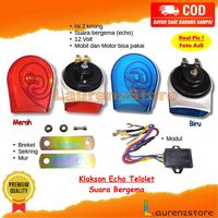 Gambar klakson variasi telolet echo 18+3 suara - universal semua motor - merah dan biru dari 0d0 undefined 1 Tokopedia