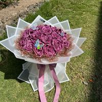 Gambar Buket satin 20 Tangkai ( free gliter , tile salju& acc kupu”) yang manis dan elegant dari Niki bouquet undefined 5 Tokopedia