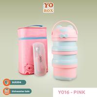 Gambar YOBOX FREE TAS rantang tempat makan steinless 304 bento kids 3 susun lunchbox YOOYEE stainless steel - brown dari Yooyee Indonesia_NEW undefined 2 Tokopedia