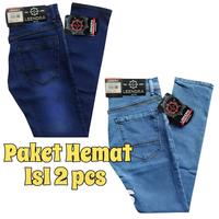 Gambar [PAKET HEMAT] Beli Satu Gratis 1 Celana Jeans Pria Dewasa Slimfit Keren Terlaris Celana Panjang lpis pria Jeans Denim Melar ngaret Stret  slim-Fitting Hitam - ney+gratis muda, 27 dari RN Pusat celana murah undefined 1 Tokopedia