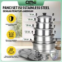 Gambar QME 12IN1 PANCI STEAMER SET STAINLESS ISI 5 PCS + 2PCS KUKUSAN PANCI BAHAN TEBAL PREMIUM/PANCI STAINLESS SET - panci dari oloshopp undefined 2 Tokopedia