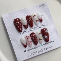 Gambar Press On Nalils French Maroon Mix - L, Stiletto, Long dari Pixiecandynails undefined 1 Tokopedia