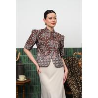 Gambar NONA RARA - Cahaya Kopi Cap Pekalongan T4653, Baju kerja batik blouse wanita modern - S dari Nona Rara Batik undefined 2 Tokopedia
