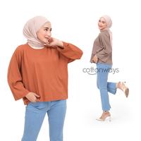 Gambar COTTONWAYS DAILY TOP OVERSIZE T-SHIRT Crop Wanita Polos Kaos Katun Combed Baju Atasan Basic Tee - RED dari cottonways undefined 3 Tokopedia