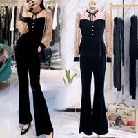 Gambar set top long pants cutbray basic polos polkadot pesta pernikahan wedding party event prewed sangjit lamaran akad pernikahan kondangan grand opening award klasik princess putri elegant black jumpsuit Hitam - M dari vendoid undefined 1 Tokopedia