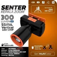 Gambar Senter Kepala LED Zoom Laser 20 Watt Aoki AK-3600A Cahaya Putih Waterproof Super Terang Plus RechargePro USB-C, 20W Fokus & Penyebaran Zoom - Orange dari Toko Super Murah03 undefined 1 Tokopedia