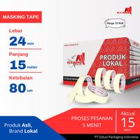 Gambar FLYHOME Lakban kertas 24mm x 15meter 72 roll masking tape ukuran besar dari Flyhome Brand Lokal undefined 1 Tokopedia