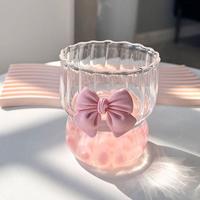 Gambar 1pc Pink Bow Glass Cute Water Cup Cartoon Bow Glass Cup Striped Cute Doodle Coffee Mug Household Fruit Tea Lemonade Girls dari ADIYAPRATAMA undefined 2 Tokopedia