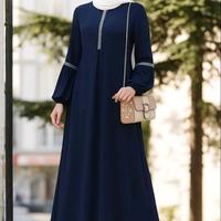 Gambar Gamis Laura Dress Series 2025 Baju Muslimah Elegan Bahan Wolfis Adem Model Lengan Balon & Pita  Untuk Pernikahan Mewah Kain Variasi Nyaman Wanita Gaun Pesta Kondangan Lebaran Hitam Casual Dewasa Panjang Remaja - navy, S dari zaki fashion608 undefined 3 Tokopedia