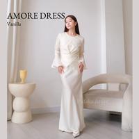 Gambar AMORE DRESS - Padaka Attire - Dress Bodycon Polos Fit Body Melayu Gamis Muslim Maxmara satin stitch violet Atasan Maxi Kondangan Pesta Lebaran Panjang - Putih, M dari PADAKA ATTIRE undefined 5 Tokopedia