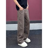 Gambar celana jeans lurus ramping panjang pria-Celana panjang longgar berkaki lebar yang sederhana, bergaya, dan serbaguna - coklat, S dari MEBXX undefined 3 Tokopedia