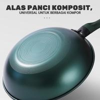 Gambar QME- 4IN1 Emerald Green Wajan Ratu Batu Medis Dengan Steamer 32CM Anti Lengket Hijau Premium Panci Kukus Serba Guna 32cm Kapal Uap Kaca Kayu Kitchenware Stainless - HIJAU KUKUSAN dari QME INDONESIA undefined 5 Tokopedia