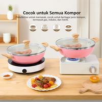 Gambar [CREHOM MEGASHOWCASE] Freemir Wajan Anti Lengket 26cm Plus Tutup Kaca Wajan Granit Wajan Penggorengan Wajan Panci Serbaguna Masak Pink dari freemir Jabodetabek undefined 3 Tokopedia