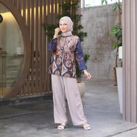 Gambar Atasan Baju Batik Wanita Modern Allana Monalisa Genes M,L,XL Asli Pekalongan - Ayaman Navy, M dari Batik Allana undefined 3 Tokopedia
