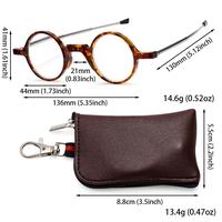 Gambar Vintage Mini Reading Glasses Women Men Compact Folding Round Frame Reading Eyeglasses Portable Readers With Keychain Case - leopard, +300 dari Shibano undefined 2 Tokopedia