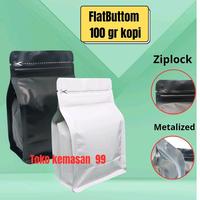 Gambar Kemasan  Kopi 100 Gram Flatbuttom Klip Ziplock Ch (50 Pcs) Tbk - puitih dari eka market66 undefined 1 Tokopedia