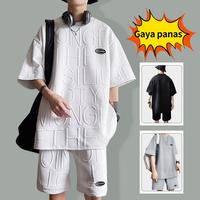 Gambar baju 1 set pria keren setelan outfit pria baju lengkap 1 set pria kaos oversize pria celana pendek baju laki laki dewasa kaos distro cowok Katun Polos - kaos abu-abu, 2XL [70-80kg] dari pria menawan undefined 1 Tokopedia